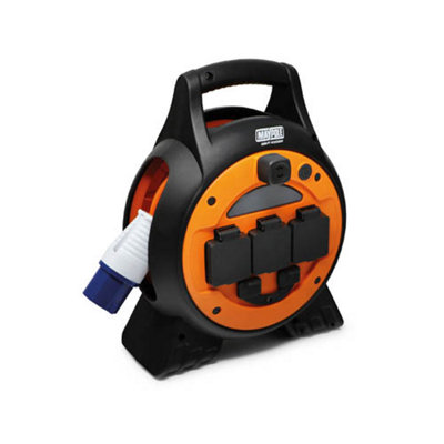 Maypole Roller Mobile Mains Power Unit 15m LED Light 3 Power Sockets ...