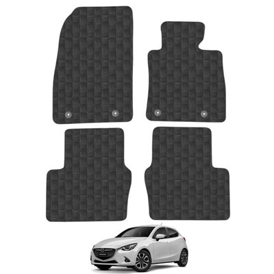 Mazda 2 2015-Onwards Car Floor Mats Rubber Tailored Fit 4pc Set Heavy-Duty Black