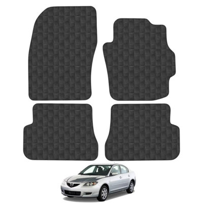 Mazda 3 2004-2009 Car Floor Mats Rubber Tailored Fit 4pcs Set Heavy-Duty Black