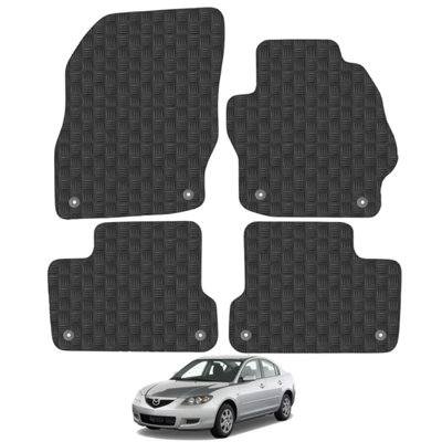 Mazda 3 2009-2013 Car Floor Mats Rubber Tailored Fit 4pcs Set Heavy-Duty Black