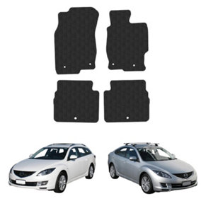 Mazda 6 2007-2009 Car Floor Mats Tailored Fit Rubber Heavy-Duty Set 4pcs Black