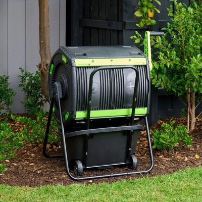 Maze 180 Litre Compost Tumbler & Cart Bundle - Rotating Compost bin for Garden Waste