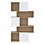 Maze Asymmetrical Bookcase with 3 Doors in Jackson Hickory and White High Gloss