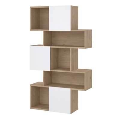 Maze Asymmetrical Bookcase with 3 Doors in Jackson Hickory and