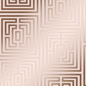 Maze Geometric Wallpaper In Blush Pink And Rose Gold