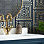 Maze Geometric Wallpaper In Navy And Gold