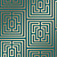 Maze Geometric Wallpaper In Rich Teal And Gold