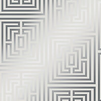 Maze Geometric Wallpaper In Soft Grey And Silver
