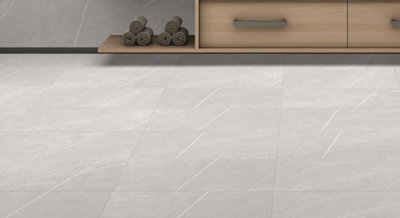 Maze Grey Stone Effect Gloss Porcelain Indoor Wall & Floor Tiles ...