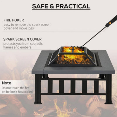 Maze Metal Large Firepit Outdoor Square Fire Pit Brazier