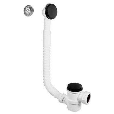 McAlpine 1.50 Top Access Bath Trap+O/F In Matt Black DIY at B&Q