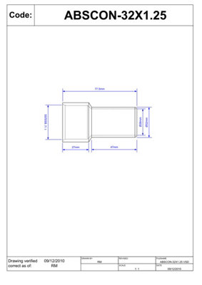 McAlpine ABSCON-32x1.25 32mm ABS Solvent Weld Adaptor