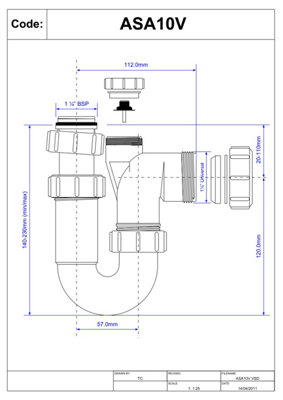 McAlpine ASA10V 75mm Water Seal Adjustable Inlet Tubular Swivel Anti-Syphon (Silentrap) 'P' Trap with Universal Outlet