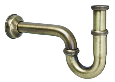 McAlpine Basin Drain Waste Antique Brass P-Trap 1 1/4" Inch BSP x 32mm Decorative Sink