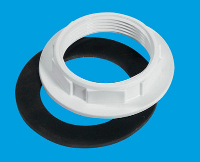 McAlpine BN3 White Plastic Backnut with Rubber Washer 1.75" BSP
