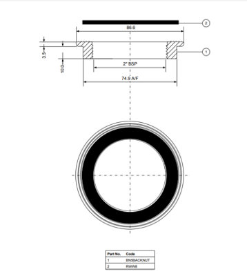 McAlpine BN5 White Plastic Backnut with Rubber Washer 2" BSP