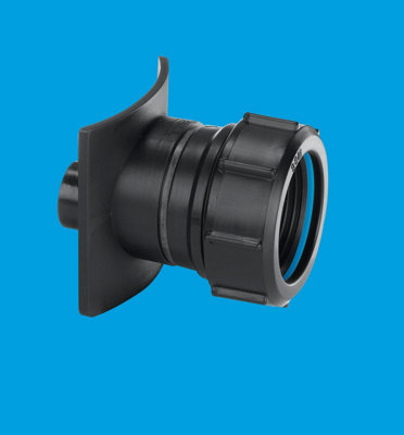 McAlpine BOSS110TCAST-BL Black Mechanical Two Piece Cast Iron Soil Pipe Boss Connector to suit 22mm drill size