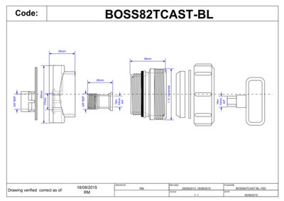 McAlpine BOSS82TCAST-BL Black Mechanical Two Piece Cast Iron Soil Pipe Boss Connector to suit 22mm drill size