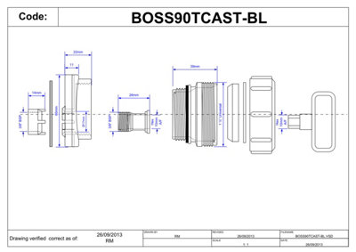 McAlpine BOSS90TCAST-BL Black Mechanical Two Piece Cast Iron Soil Pipe Boss Connector to suit 22mm drill size