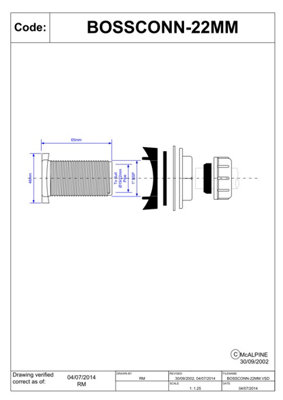 McAlpine BOSSCONN-22MM Grey Mechanical Soil Pipe Boss Connector