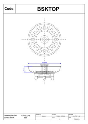 McAlpine BSKTOP Basket Strainer Waste Plug - Rubber Seal
