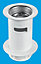 McAlpine BSW1 1.25" White Plastic Basin Waste - Backnut Model 60mm Stainless Steel Flange x 3.5" Tail with Black PVC Plug