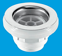 McAlpine BSW10 1.5" Backnut Bath Waste 70mm Stainless Steel Flange x 1.5" Tail Unslotted Plug