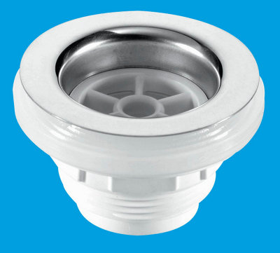 McAlpine BSW10 1.5" Backnut Bath Waste 70mm Stainless Steel Flange x 1.5" Tail Unslotted Plug