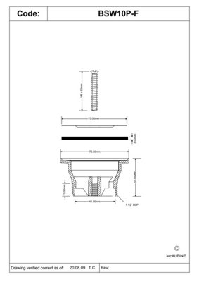 McAlpine 85 Millimetre Flange Centre Pin Sink Waste Available In 1 Inch, 1 Inch And 2 Inch Sizes