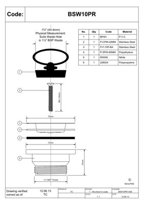 Basin Waste McAlpine BSW10PR White Sink Waste With 70mm Flange & Centre ...