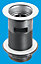 McAlpine BSW12T 1.25" Black Plastic Slotted Basin Waste - Backnut Model 60mm Stainless Steel Flange x 3.5" Tail with PVC Plug