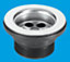 McAlpine BSW15P 1.5" Centre Pin Bath Waste 70mm Stainless Steel Flange Black PVC Plug