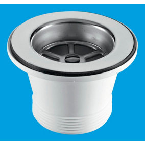 McAlpine BSW21P Centre Pin Sink Waste 85mm Stainless Steel Flange with Plug