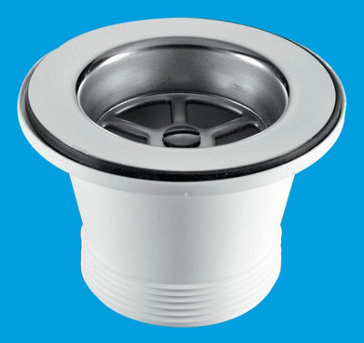 McAlpine BSW21PC Centre Pin Sink Waste 85mm Stainless Steel Flange with Plug