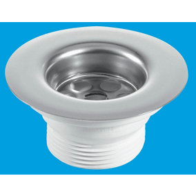 McAlpine BSW3P Centre Pin Sink Waste 85mm Stainless Steel Flange with Plug