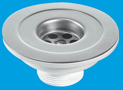 McAlpine BSW45P 1.5" Centre Pin Sink Waste 113mm Stainless Steel Flange Reducer Waste with Plug