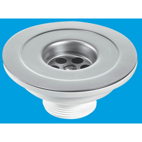 McAlpine BSW45P 1.5" Centre Pin Sink Waste 113mm Stainless Steel Flange Reducer Waste with Plug