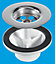 McAlpine BSW6CP2H 1.5" Centre Pin Sink Waste 85mm Stainless Steel Flange Waste for Belfast Sink Chrome Plated Handle Plug