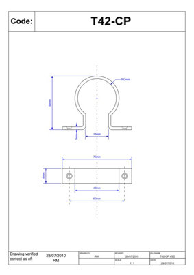McAlpine Chrome Plated on Plastic Pipe Clip 42mm   T42-CP