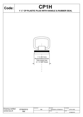 McAlpine CP1H Chrome Plated Plastic Plug with Handle and Rubber Seal