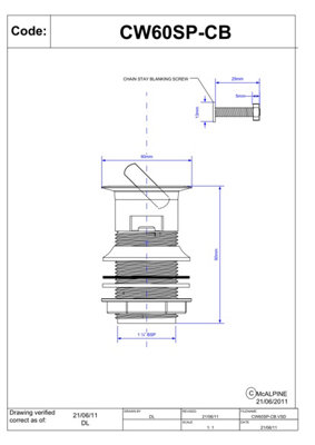 McAlpine CW60SP-CB Chrome Plated Swivel Basin Waste