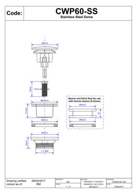 McAlpine CWP60-SS Multi Function Centre Pin Basin Waste