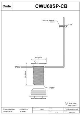 McAlpine CWU60SP-CB Chrome Plated Swivel Basin Waste
