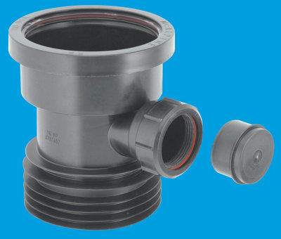 McAlpine DC1-BL-BO Black 4"/110mm Drain Connector with Boss