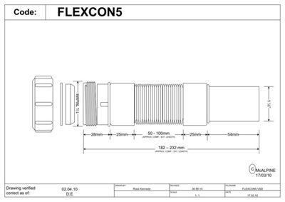McAlpine FLEXCON5 1.25" Flexible Fitting - Universal x Plain Spigot