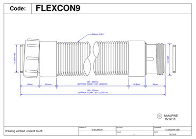 McAlpine FLEXCON9 1.5" Flexible Fitting - BSP Coupling Nut x Male Thread