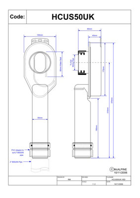 McAlpine HCUS50UK Urinal Bowl Syphonic 'S' Trap