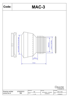 McAlpine MAC-3 97-107mm Inlet Straight MACFIT WC Connector