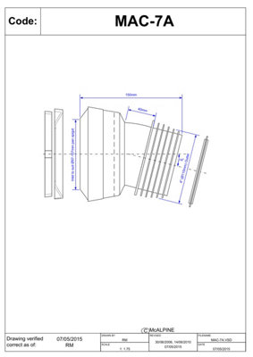 McAlpine MAC-7A 97-107mm Inlet x 4"/110mm Outlet 14 degree Angle MACFIT WC Connector