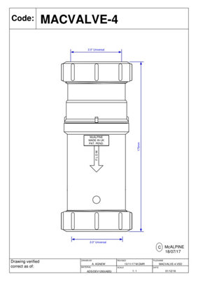 McAlpine MACVALVE-4 2" Self Closing Waste Valve - Compression x Compression